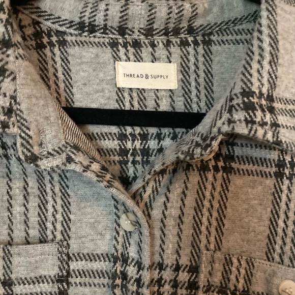 Thread & Supply Black and Gray Plaid Shirt - Picture 3 of 5